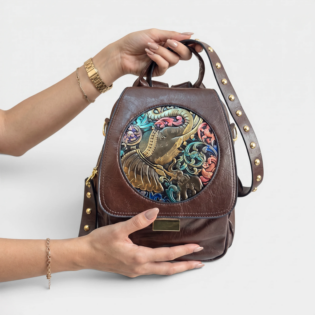 Royaume Hathi Handcrafted Faux Leather Backpack