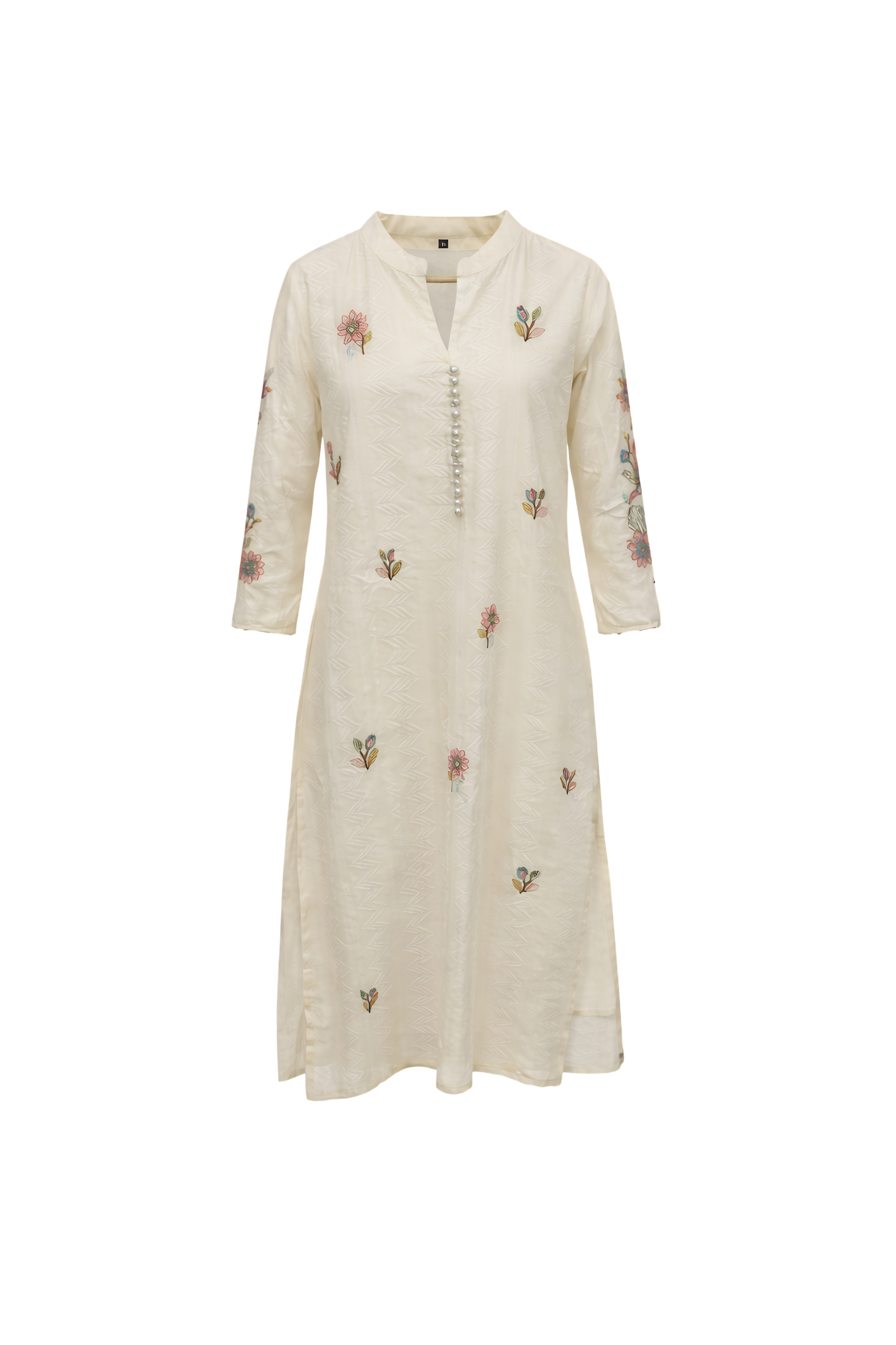 Off White Embroidered Kurta for Women