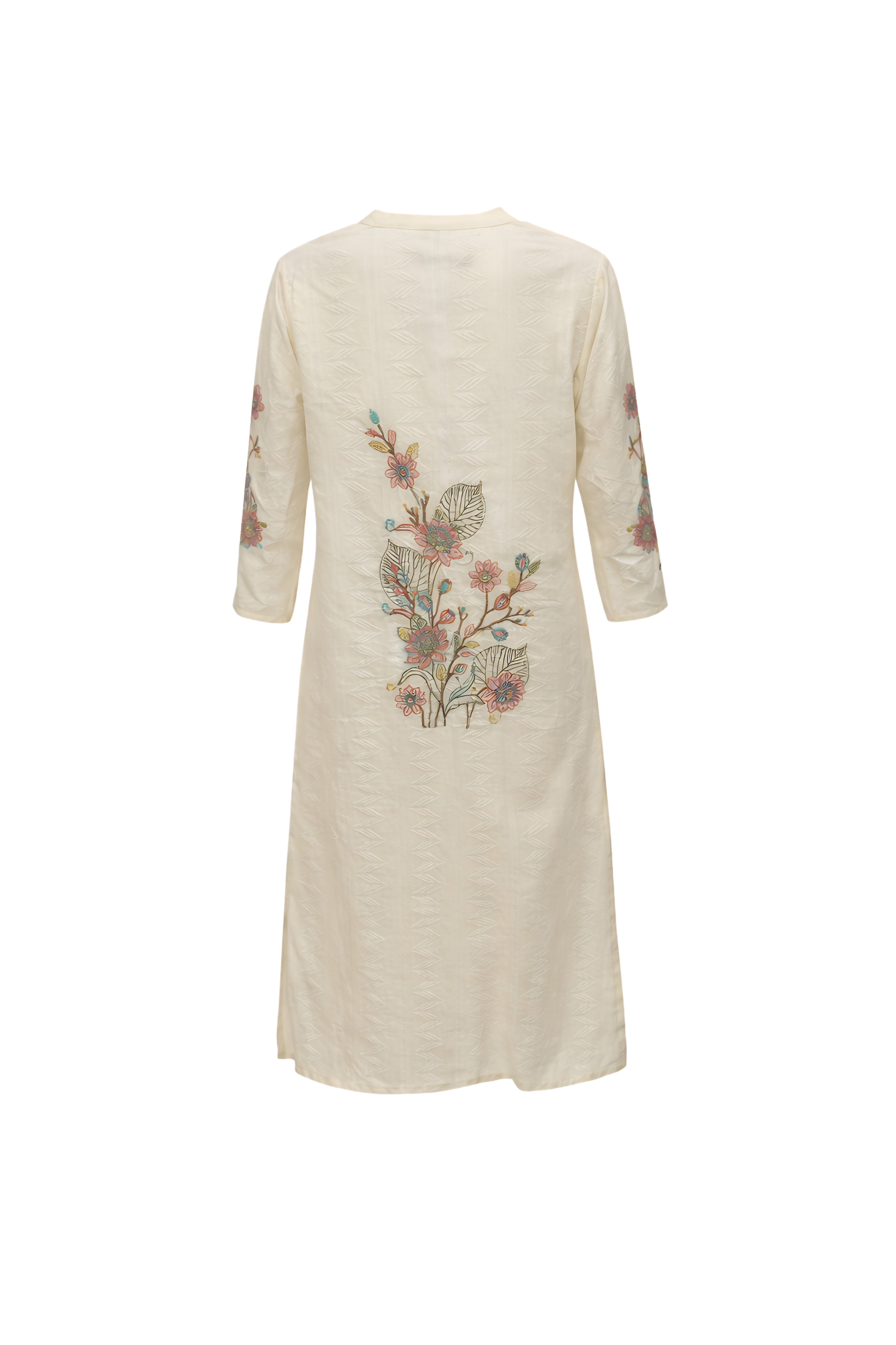 Off White Embroidered Kurta for Women