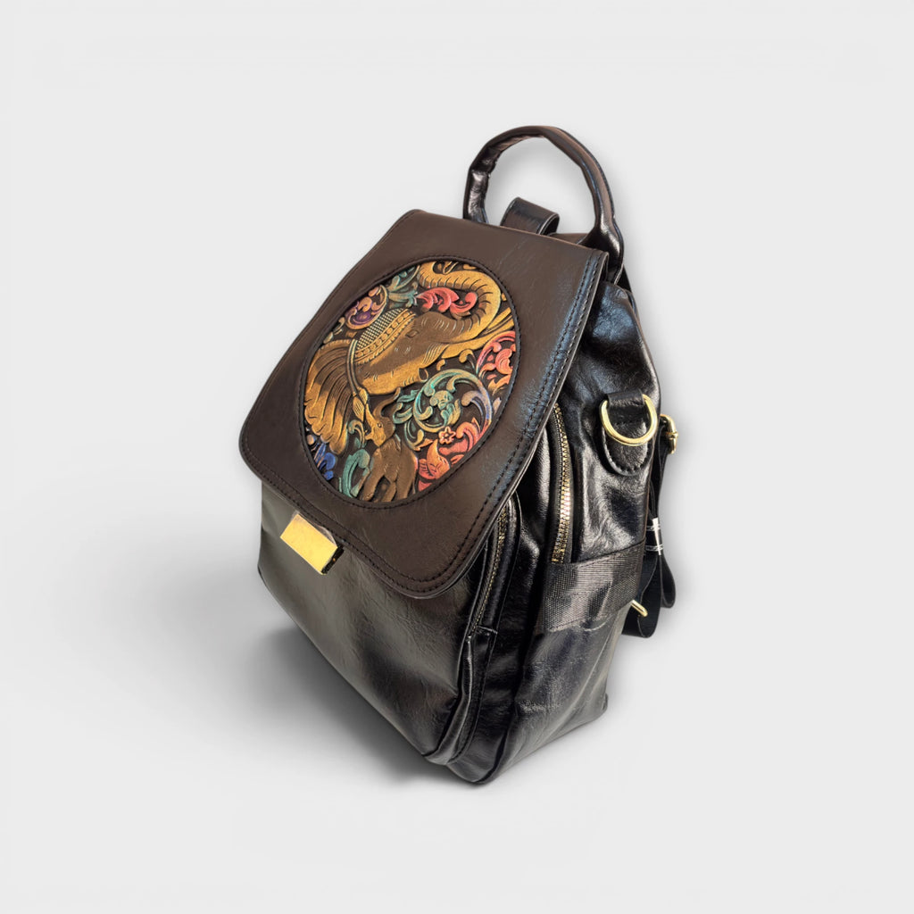 Royaume Hathi Handcrafted Faux Leather Backpack