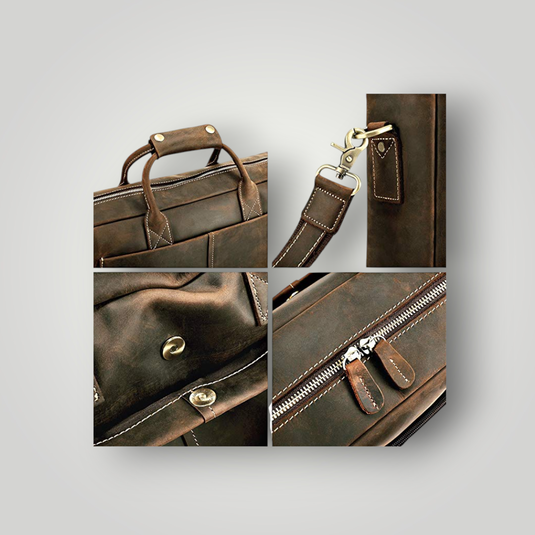 Vintage Brown Leather Laptop Bag