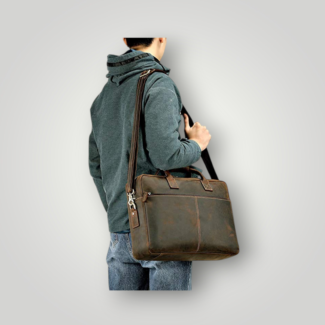 Vintage Brown Leather Laptop Bag